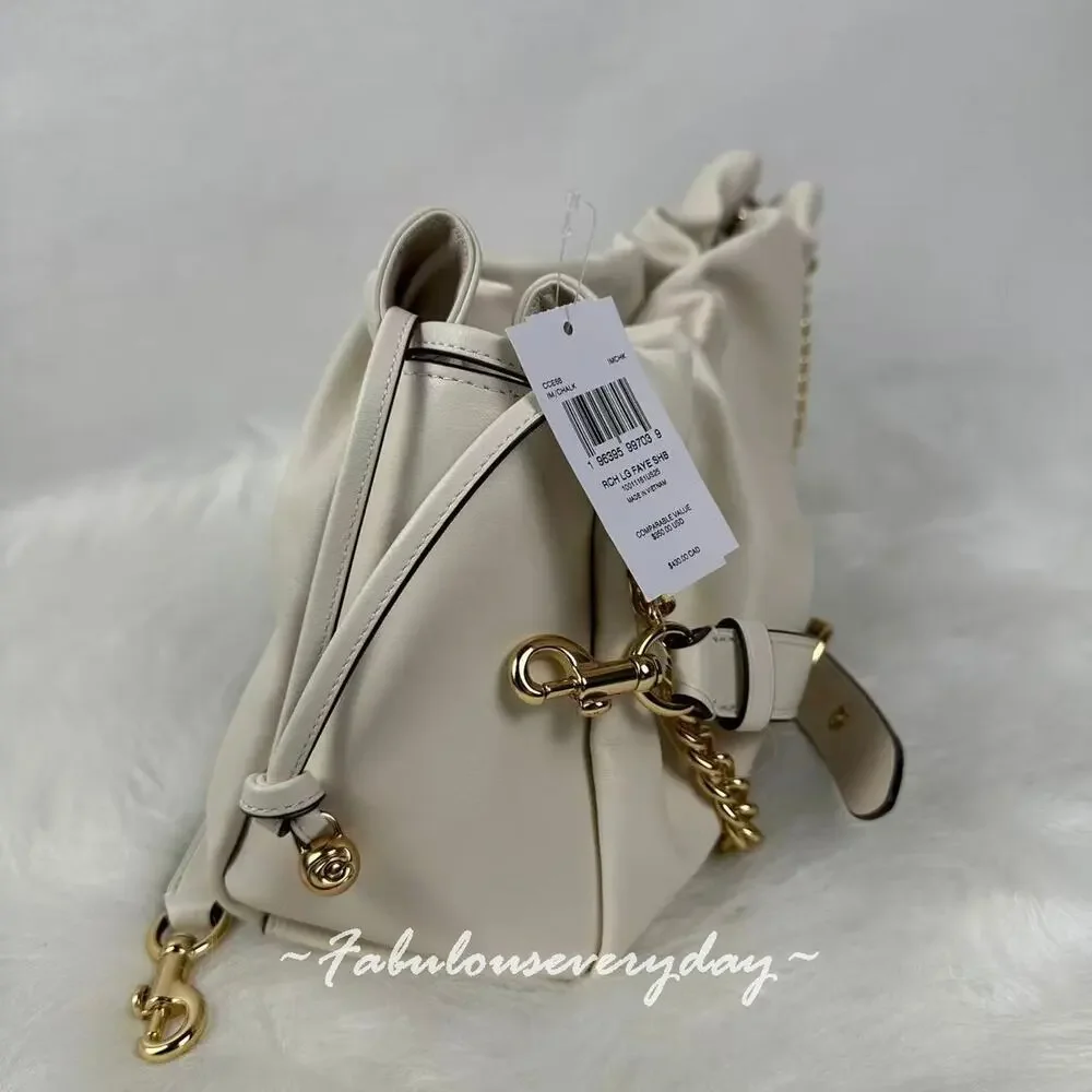 Coach 2 Straps Faye Large Shoulder Bag In Leather/Gold/Chalk CCE68 NWT